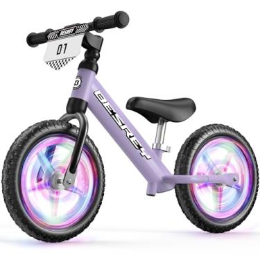 Imagem de besrey Bicicleta de equilíbrio infantil de 2 anos: estrutura toda em metal e rodas brilhantes de 30,5 cm sem bateria, bônus 4 adesivos + placa personalizada, assento ajustável para crianças 2, 3, 4, 5