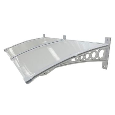 Imagem de Toldo Policarbonato 1,75x0,50m Cobertura para Portas e Janelas Imperial com Fita de Vedação Proteção Casa e Comércio com Filtros de Raios UV (MILK COM BRANCO)