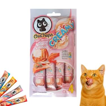 Imagem de Petisco Para Gatos ChuChups Cream Creamy Tubos de 15g Tipo Churu Truly Wanpy sem Corantes Sabores Frango, Atum, Salmão (Salmão)