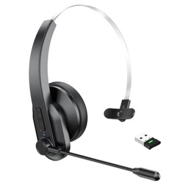 Imagem de Sanpyl Fone de Ouvido Trucker BT Com Dongle USB, Microfone Com Cancelamento de Ruído AI e Bateria de 50 Horas, Fone de Ouvido Sem Fio de Ouvido único para Motoristas de Caminhão de