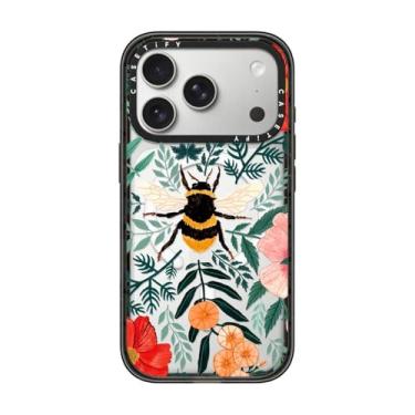 Imagem de CASETiFY Capa Impact para iPhone 17 Pro [fina/compatível com Magsafe/2,5 m. Proteção contra quedas de grau militar 4X] - Bee in The Flowers - Preto transparente