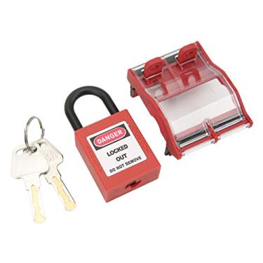 Imagem de Caixa protetora de disjuntor 3P e conjunto de cadeado transparente durável kit de bloqueio de segurança com chaves para painéis de distribuição elétrica, uso industrial, cadeado de nylon, capa de
