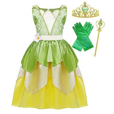 Imagem de Cotrio Vestido de princesa de conto de fadas verde para meninas, vestidos chiques para festa de aniversário, fantasia de Halloween, roupas para dramatização, tamanho 4T (3-4 anos, verde)