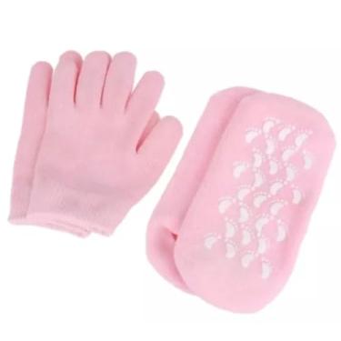 Imagem de Luva e Meia de Silicone Gel Hidratante Cicatrizante Mãos Ressecadas Rachada Esfoliante spa clareamento (Luva + Meia)