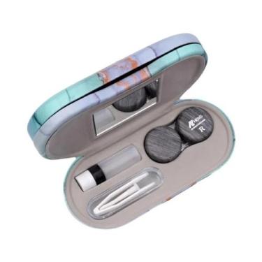 Imagem de Estojo De Lentes De Contato Em Couro Imitação De Madeira, Estojo De Óc