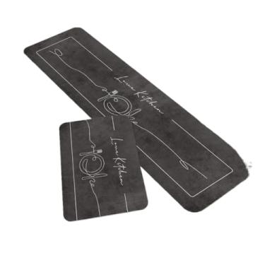 Imagem de Kit 2 Tapetes Cozinha Antiderrapante Poliester Estampas Modernas Segurança(TPCOZ5139)