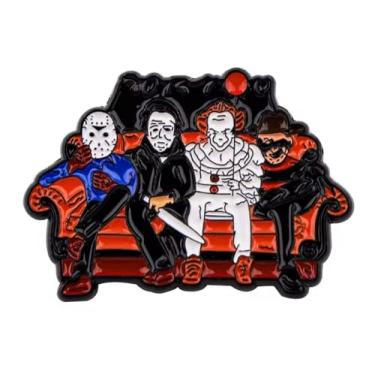 Imagem de Freddy Nightmare Elm Street Jason Friday 13th Halloween Michael Myers It Pennywise Friends filme de terror sofá sofá 3,5 cm esmalte broche