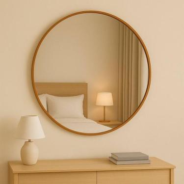 Imagem de Espelho Redondo Decorativo 60cm com Acabamento Ecológico de Parede par