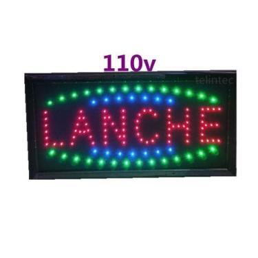 Imagem de Placa Luminoso letreiro escrito LANCHE  led piscando - Tlt, 110V
