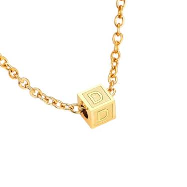 Imagem de Colar feminino e masculino com inicial de aço inoxidável, one size, Aço inoxidável, Sem Pedra Preciosa