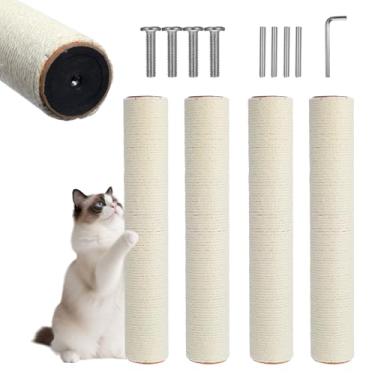 Imagem de 4 peças de substituição de poste de arranhador para gatos M8 15,7 x 7,75 polegadas, poste de substituição de árvore de gato com parafusos, refil de postes de arranhador para torre de árvore de gatinho
