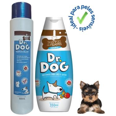 Imagem de Kit de Banho Pet Antialérgico Pele Sensível: Shampoo +Condicionador sem enxágue c/ óleo de coco Cães Gato Antiressecamen