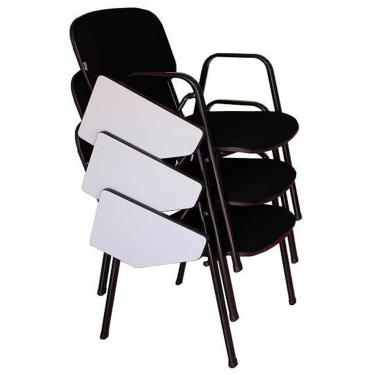 Imagem de 03 Cadeiras Escolar Universitária Linha Hotel Auditório Preto