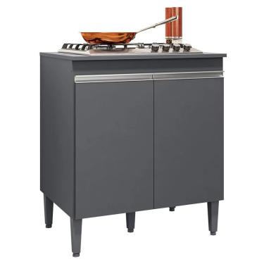 Imagem de Balcão Cooktop 80cm Andréia 1 Porta Ajl Móveis Cinza