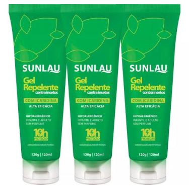 Imagem de Kit 3 Gel Repelente Com Icaridina 10h Contra Insetos Sunlau 120g - Hen