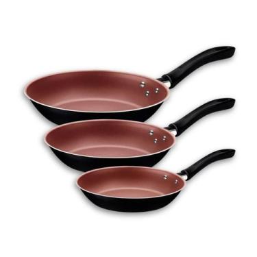 Imagem de Kit 3 Frigideiras Linz Tramontina 03 Peças Preto Revestimento Antiader