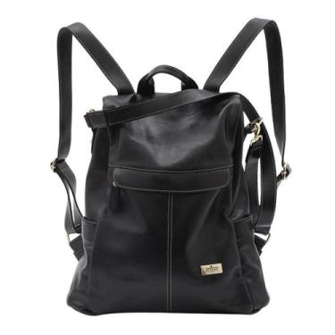 Imagem de Mochila Karina Lima Em Couro Preto - Betania Couros, 20l, Preto, Couro