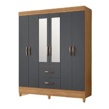 Imagem de Guarda Roupas Casal Com Espelho 6 Portas 2 Gavetas Mobi Nature / Grafite Albatroz Nat/titan