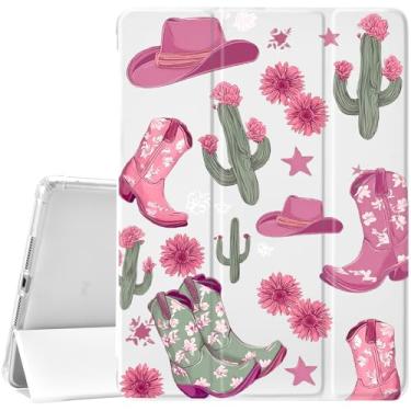 Imagem de JOYLAND Capa para iPad 7ª/8ª/9ª geração (2019/2020/2021) 10,2 polegadas com suporte para lápis - despertar/hibernar automaticamente, Pink Cowboys, antiarranhões, à prova de choque, capa com suporte