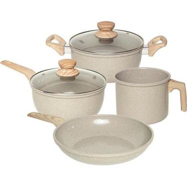 Imagem de Conjunto de panelas 4 peças com revestimento cerâmico marble edition c