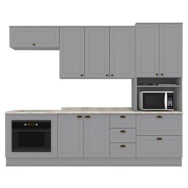 Imagem de Cozinha Modulada 7 Pecas 272 Cm Ce790 Americana Cinza Calcare Henn Cinza Calcare