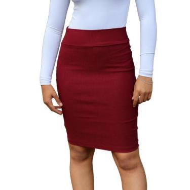 Imagem de Saia Lápis Mídy Basica Elegante Tecido Bengaline - Vinho Marsala - K'G