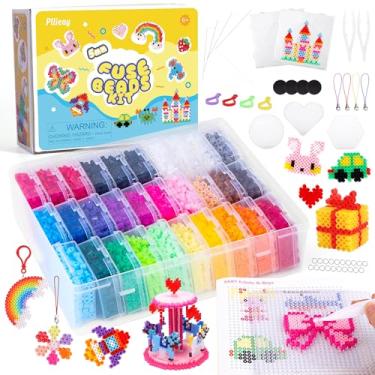 Imagem de Pllieay Kit de contas de fusível de 30 cores com caixas de armazenamento, kit de contas de derretimento de 5 mm, conjunto de contas de ferro incluindo 5 quadros de pregos, papel de passar e acessórios