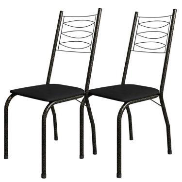 Imagem de Kit 2 Cadeiras Tubular America 062 Cromo Preto Assento Artef Preto