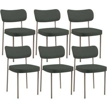 Imagem de Kit 06 Cadeiras Estofadas Para Sala De Jantar Melina Base Arena L02 Linho Verde Musgo - Lyam Decor