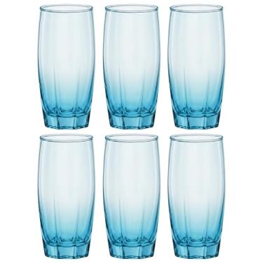 Imagem de Jogo De 6 Copos de Vidro Redondo Flórida 370ml Cor: Azul