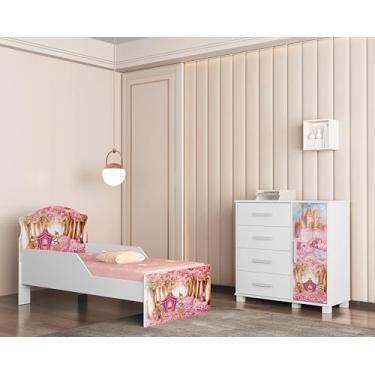 Imagem de Conjunto de Quarto Infantil Lívia Com Mini Cama + Cômoda. (Castelo 18)