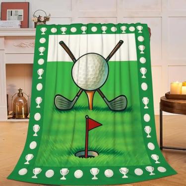 Imagem de Cobertor de golfe, cobertor de golfe para amantes de esportes, presentes para golfistas, homens, mulheres, meninos, meninas, aconchegante, de flanela macia, felpudo, roupa de cama quente para