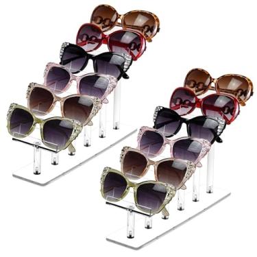 Imagem de Óculos de sol organizador de acrílico com 6 camadas de 6 camadas, expositor transparente para armazenamento de óculos, óculos de sol com suporte de bancada, prateleira de mesa em camadas estável