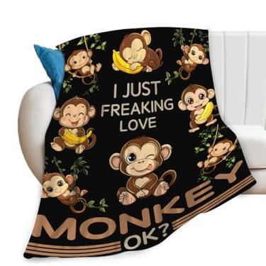 Imagem de Cobertor de macaco para meninos meninas flanela macaco animais cobertor ultra macio aconchegante decoração cobertores presentes para crianças sofá-cama 127 cm x 101 cm