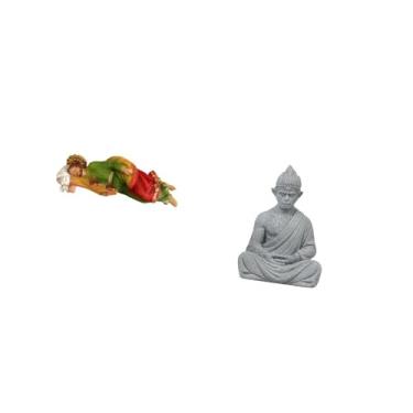Imagem de Fenteer Escultura de Resina de Buda Joseph, Figura Decorativa, Estátua de Macaco Joseph Dormindo, Miniatura Colecionável para Mesa, Prateleira, Escritório, Ho