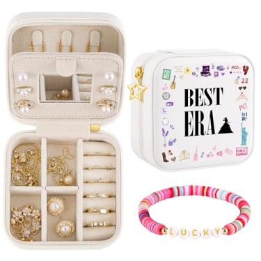 Imagem de Trinchic Estojo de joias de viagem, pequena caixa de joias com pulseira da amizade, presente Taylor Merch para meninas, filha, irmã amigas, presente de aniversário de formatura, épocas