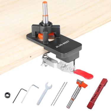 Imagem de Gabarito de furo de dobradiça de 35 mm/1,38 com grampo rápido, ferramenta ajustável para perfuração precisa, cortador de dobradiça para armários e móveis