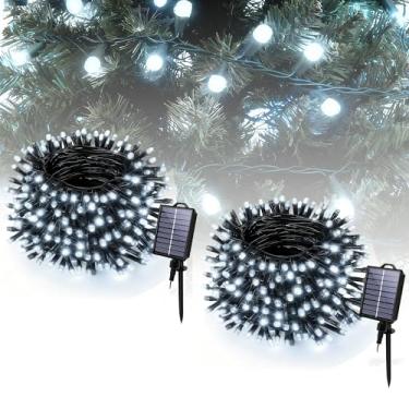 Imagem de BANBANJO Pacote com 2 luzes solares de Natal de 22 m 200 LEDs ao ar livre - branco