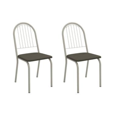 Imagem de Kit 2 Cadeiras De Cozinha Noruega 2c077nk Aço 2 Un Niquel-suede Escuro - Kappesberg