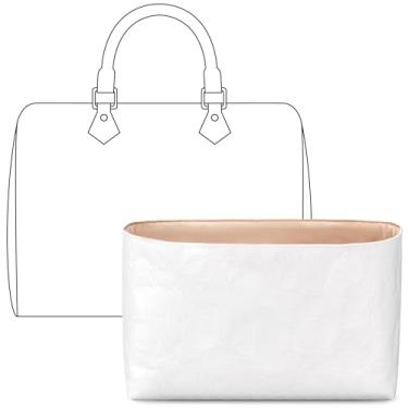 Imagem de FANJI Project Inserção organizadora de bolsa para LV Speedy 30, ajuste personalizado dentro de vanile premium, leve, resistente à água, com acessórios para porta-copos