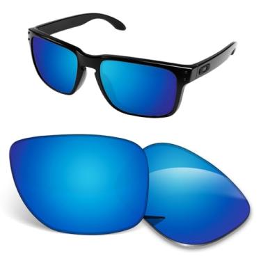 Imagem de Lentes de substituição premium compatíveis com óculos de sol Oakley Holbrook OO9102 | Antiarranhões | Espessura de 1,5 mm - Azul gelo polarizado