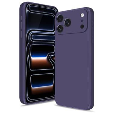 Imagem de Btstring Capa para iPhone 17 Pro Max, capa de silicone macio com proteção de câmera atualizada, capa fina à prova de choque com forro de microfibra antiarranhões, roxo profundo