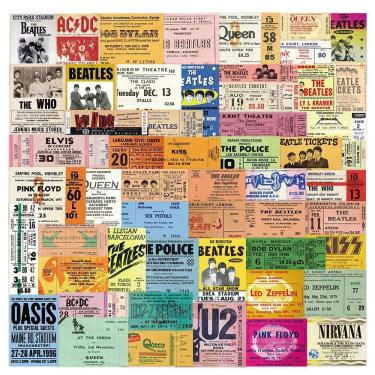 Imagem de Pacote de adesivos Vintage Concert Ticket 55 unidades Retro Music Fes