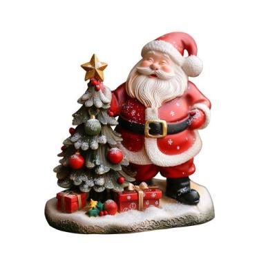 Imagem de Decoração de jardim, escultura de Papai Noel, resina de 8 cm - yiweisa
