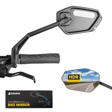 Imagem de JJZOUEN Suporte de guidão para espelho de bicicleta 2025, espelhos retrovisores rotativos de bicicleta, vidro HD convexo resistente a arranhões, espelho retrovisor de bicicleta seguro para MTB, E-bike