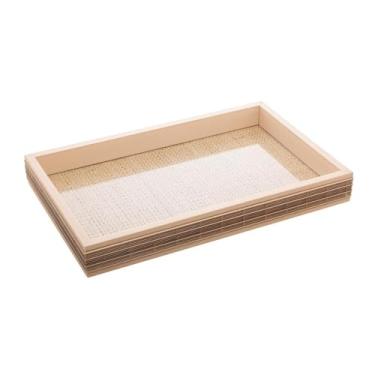 Imagem de WOLFF - Bandeja de Madeira com Sisal e Bambu Bege 37,5cm x 23,5cm x 4cm