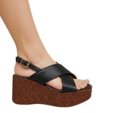 Imagem de Sandália Feminina Plataforma Tamanco Anabela Cortiça Alto Vizzano 6559101-Feminino