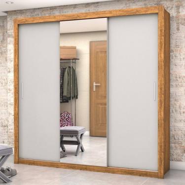 Imagem de Guarda Roupa Casal com Espelho 3 Portas de Correr 4 Gavetas Luna Plus Carioca Móveis