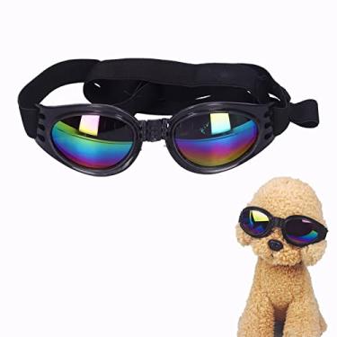 Imagem de Pssopp Pet Goggles Dog Sunglasses Waterproof Windproof Foldable Puppy Goggles UV Protection Sun Glasses for Medium and Large Dogs[Black] Sunglasses