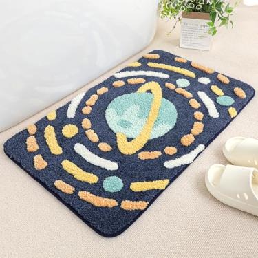 Imagem de Molesun Tapete de banheiro Cute Planet, 40 x 61 cm, tapetes de banho extra macios e absorventes, lavar à máquina a seco, tapete de banho antiderrapante para banheira, chuveiro e banheiro, gravitação